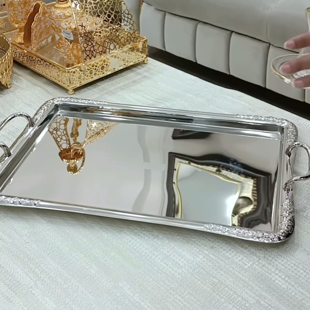 Plateau inox décoré   سنيوة إنوكس مشرشفة