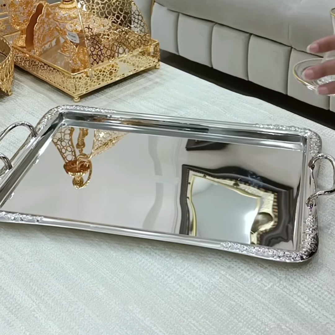Plateau inox décoré   سنيوة إنوكس مشرشفة